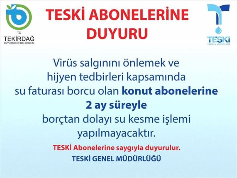 Corona virüsü için İlk destek Tekirdağ Büyükşehir Belediyesinden geldi