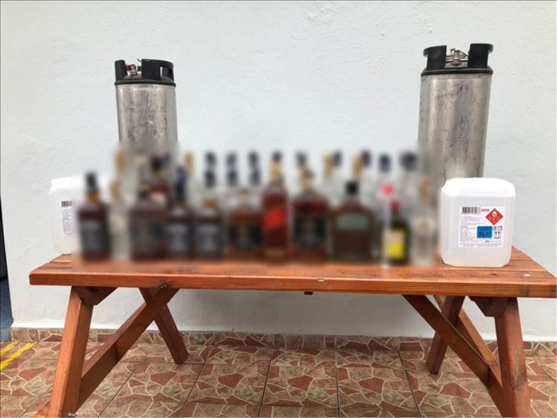 595 litre kaçak içki ele geçirildi