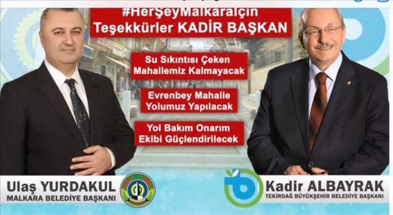 YURDAKUL; “TEŞEKKÜRLER KADİR BAŞKAN”
